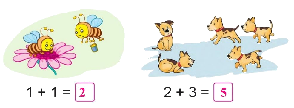 Toán lớp 1 trang 36 - Làm quen với phép cộng - dấu cộng (tiếp theo) - SGK Cánh diều 2