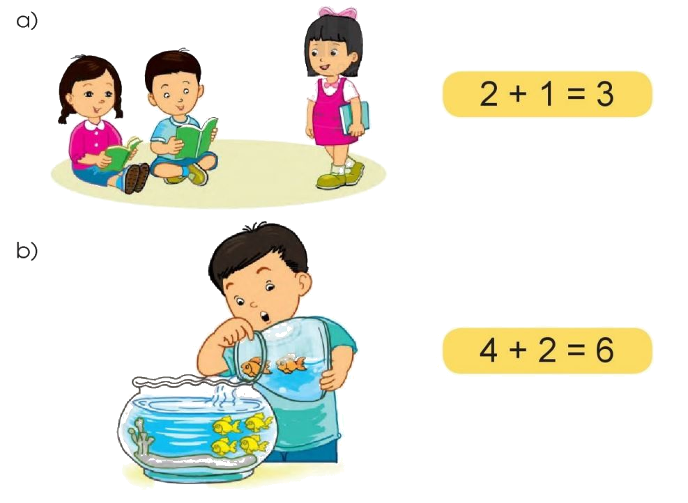 Toán lớp 1 trang 36 - Làm quen với phép cộng - dấu cộng (tiếp theo) - SGK Cánh diều 4