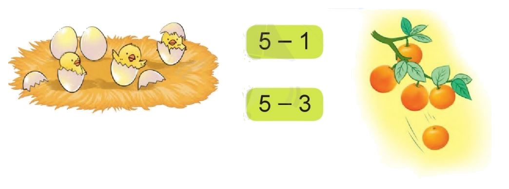 Toán lớp 1 trang 55 - Làm quen với phép trừ, dấu trừ - SGK Cánh diều 3