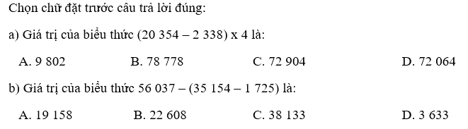 Toán lớp 3 trang 107 - Ôn tập về số và phép tính trong phạm vi 100 000 (tiếp theo) - SGK Cánh diều 3