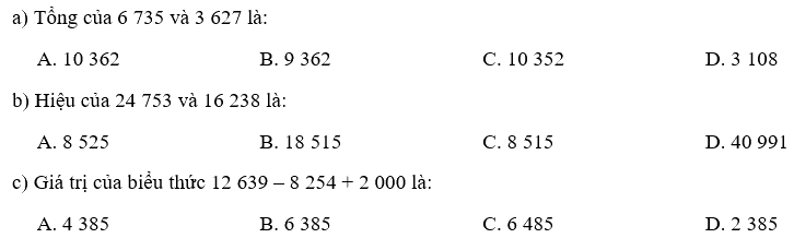 Toán lớp 3 trang 115 - Ôn tập phép cộng, phép trừ trong phạm vi 100 000 - SGK Kết nối tri thức 6 1