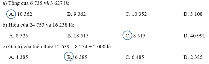Toán lớp 3 trang 115 - Ôn tập phép cộng, phép trừ trong phạm vi 100 000 - SGK Kết nối tri thức 9