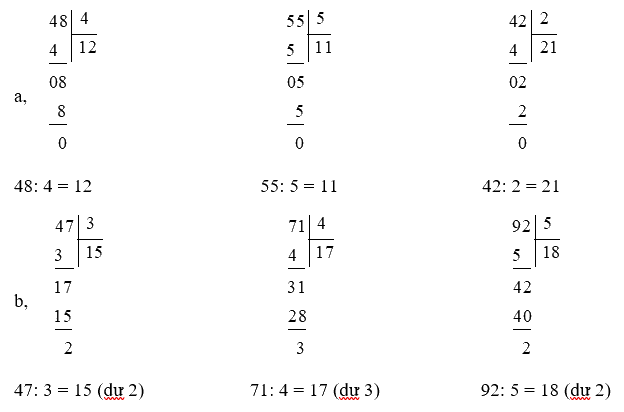 Toán lớp 3 trang 55 - Chia số có hai chữ số cho số có một chữ số - SGK Chân trời sáng tạo 0 2