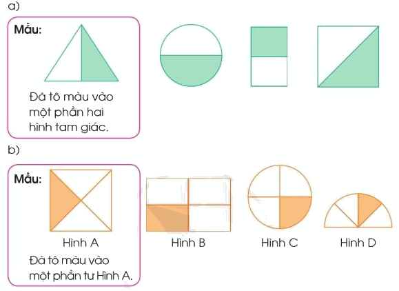 Toán lớp 3 trang 56 - Một phần hai, một phần tư - SGK Cánh diều 0 1