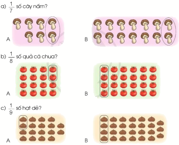 Toán lớp 3 trang 61 - Một phần bảy. Một phần tám. Một phần chín - SGK Cánh diều 2 1