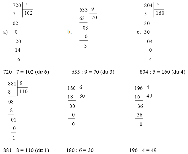 Toán lớp 3 trang 73 - Chia số có ba chữ số cho số có một chữ số - SGK Chân trời sáng tạo 10