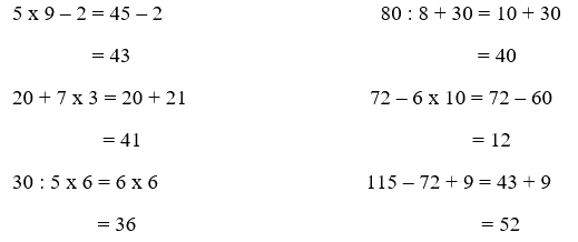 Toán lớp 3 trang 91 - Tính giá trị của biểu thức số (tiếp theo) - SGK Cánh diều 3