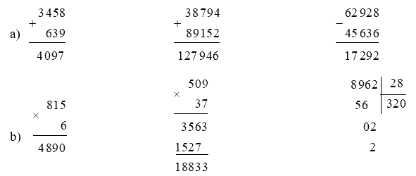 Toán lớp 4 trang 105 - Bài 68: Ôn tập phép tính với số tự nhiên - SGK Kết nối tri thức 2