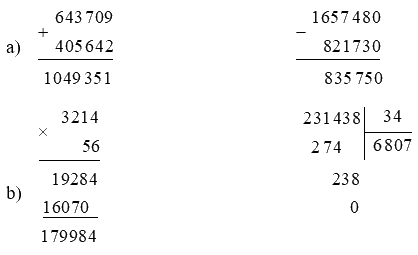 Toán lớp 4 trang 105 - Bài 68: Ôn tập phép tính với số tự nhiên - SGK Kết nối tri thức 5 2