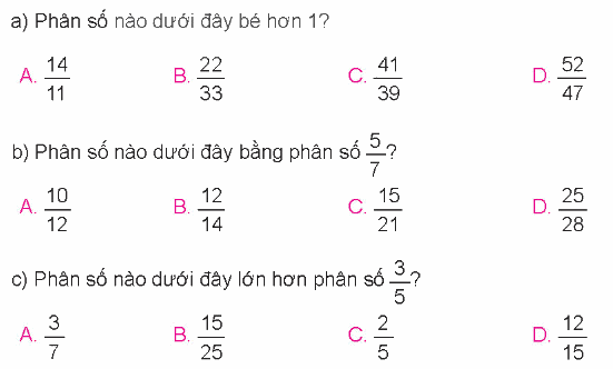 Toán lớp 4 trang 107 - Bài 69: Ôn tập phân số - SGK Kết nối tri thức 5 1