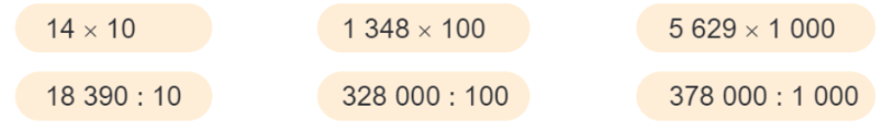 Toán lớp 4 trang 14 - Bài 41: Nhân, chia với 10,100, 1 000, .... - SGK Kết nối tri thức 0 1