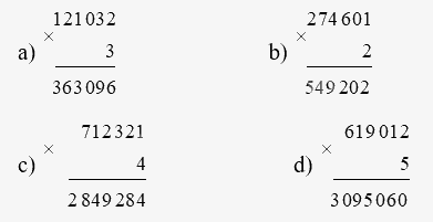 Toán lớp 4 trang 14 - Bài 44: Nhân với số có một chữ số - SGK Chân trời sáng tạo 1