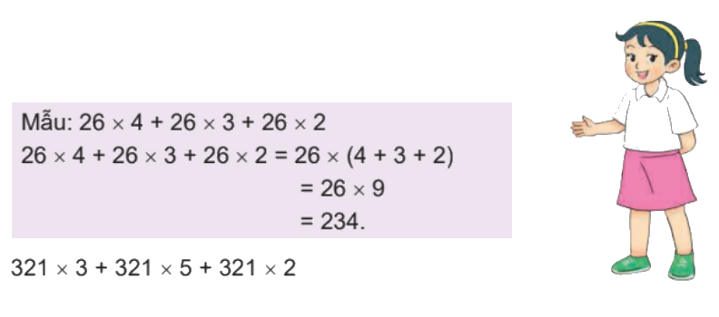 Toán lớp 4 trang 17 - Bài 42: Tính chất phân phối của phép nhân đối với phép cộng - SGK Kết nối tri thức 5 1