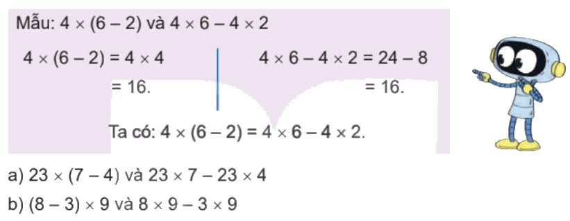 Toán lớp 4 trang 17 - Bài 42: Tính chất phân phối của phép nhân đối với phép cộng - SGK Kết nối tri thức 7 1