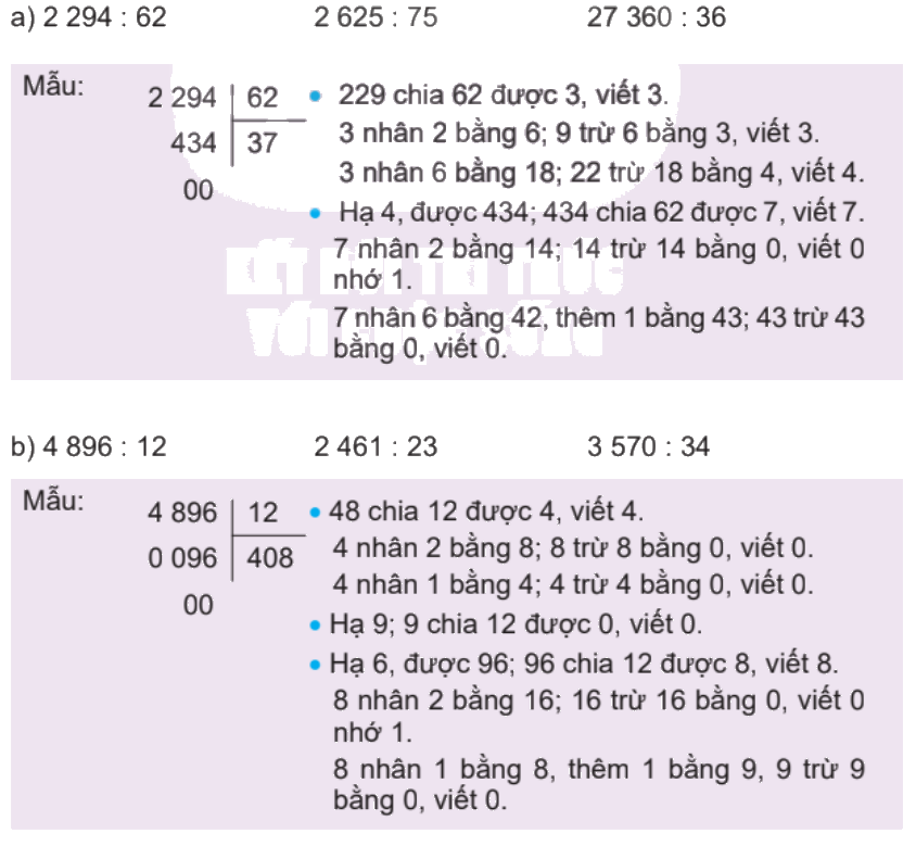 Toán lớp 4 trang 23 - Bài 44: Chia cho số có hai chữ số - SGK Kết nối tri thức 3 1