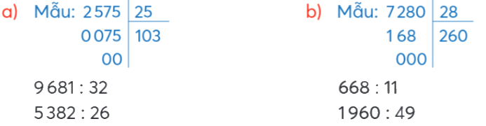 Toán lớp 4 trang 24 - Bài 52: Chia cho số có hai chữ số - SGK Chân trời sáng tạo 5