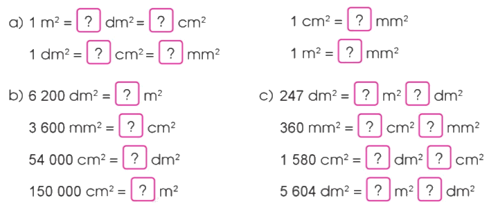 Toán lớp 4 trang 38: Bài 69: Mi-li-mét vuông - SGK Cánh diều 1