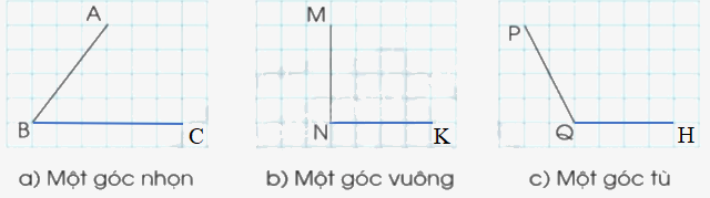 Toán lớp 4 trang 44 - Bài 19: Góc nhọn, góc tù, góc bẹt - SGK Cánh diều 1 2