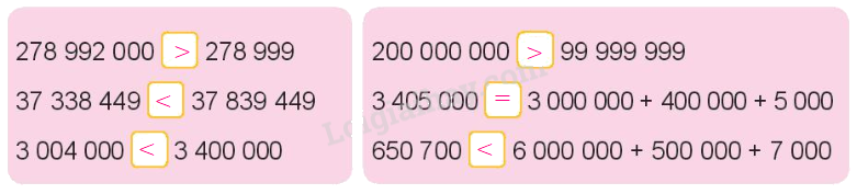 Toán lớp 4 trang 47 - Bài 14: So sánh các số có nhiều chữ số - SGK Kết nối tri thức 2