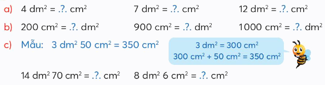 Toán lớp 4 trang 48 - Bài 20: Đề-xi-mét vuông - SGK Chân trời sáng tạo 1 1
