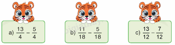 Toán lớp 4 trang 50 - Bài 124: Phép trừ phân số - SGK Bình Minh 1 1