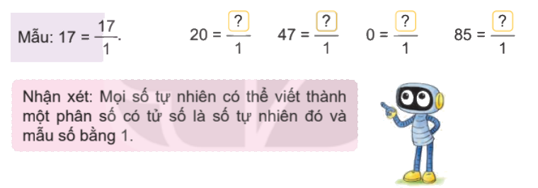 Toán lớp 4 trang 53 - Bài 54: Phân số và phép chia số tự nhiên - SGK Kết nối tri thức 1 1