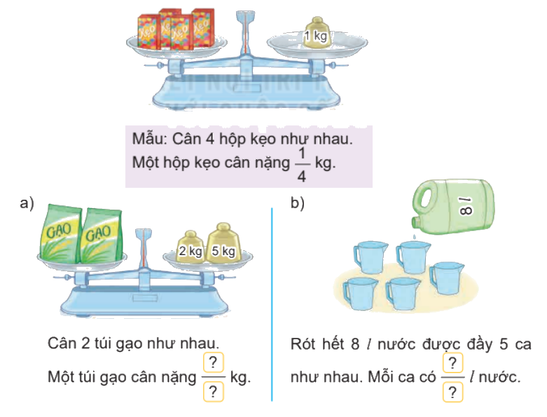 Toán lớp 4 trang 53 - Bài 54: Phân số và phép chia số tự nhiên - SGK Kết nối tri thức 5 1