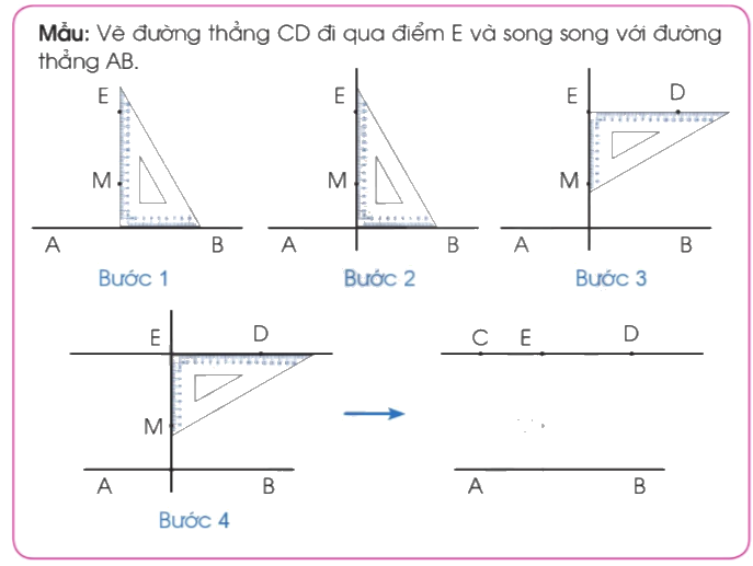 Toán lớp 4 trang 54 - Bài 22: Hai đường thẳng song song. Vẽ hai đường thẳng song song - SGK Cánh diều 3