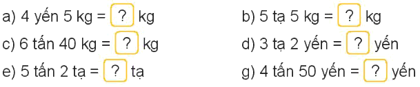 Toán lớp 4 trang 56 - Bài 17: Yến, tạ, tấn - SGK Kết nối tri thức 5