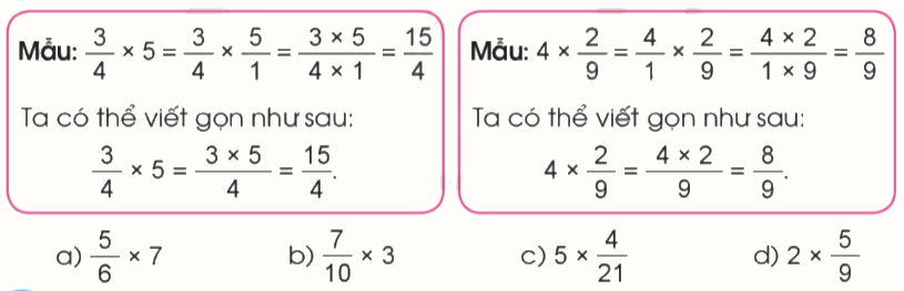 Toán lớp 4 trang 61 - Bài 80: Phép nhân phân số - SGK Cánh diều 3 1