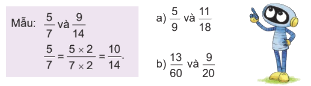 Toán lớp 4 trang 62 - Bài 57: Quy đồng mẫu số các phân số - SGK Kết nối tri thức 1