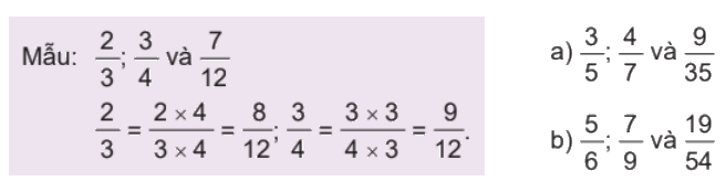 Toán lớp 4 trang 62 - Bài 57: Quy đồng mẫu số các phân số - SGK Kết nối tri thức 3