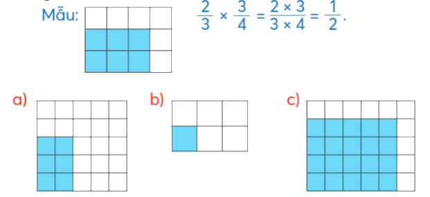 Toán lớp 4 trang 64 - Bài 74: Phép nhân phân số - SGK Chân trời sáng tạo 1
