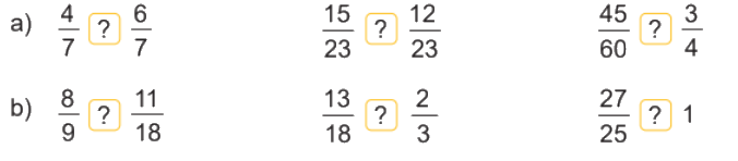 Toán lớp 4 trang 65 - Bài 58: So sánh phân số - SGK Kết nối tri thức 6