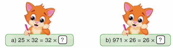 Toán lớp 4 trang 67 - Bài 56. Tính chất giao hoán của phép nhân - SGK Bình Minh 0 1