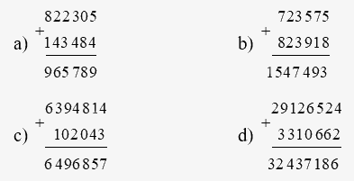 Toán lớp 4 trang 7 - Bài 40: Phép cộng các số tự nhiên - SGK Chân trời sáng tạo 1