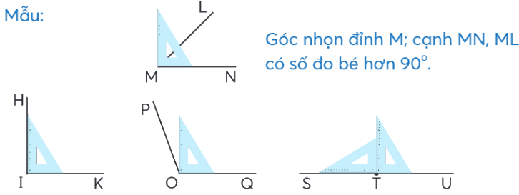 Toán lớp 4 trang 70 - Bài 30: Đo góc - góc nhọn, góc tù, góc bẹt - SGK Chân trời sáng tạo 0 1
