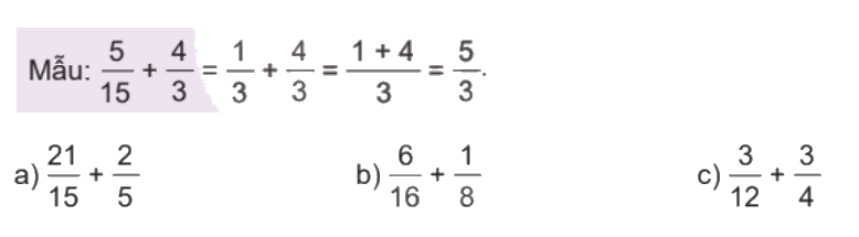 Toán lớp 4 trang 74 - Bài 60: Phép cộng phân số - SGK Kết nối tri thức 10
