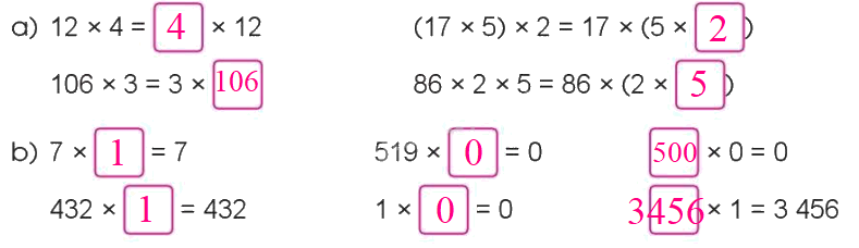 Toán lớp 4 trang 82 - Bài 34: Các tính chất của phép nhân - SGK Cánh diều 2