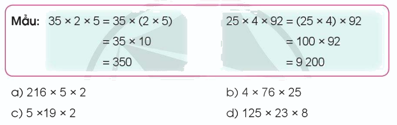 Toán lớp 4 trang 82 - Bài 34: Các tính chất của phép nhân - SGK Cánh diều 3