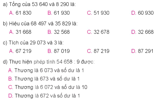 Toán lớp 4 trang 9 - Bài 2: Ôn tập các phép tính trong phạm vi 100 000 - SGK Kết nối tri thức 10