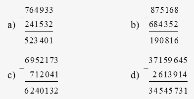 Toán lớp 4 trang 9 - Bài 41: Phép trừ các số tự nhiên - SGK Chân trời sáng tạo 0 1