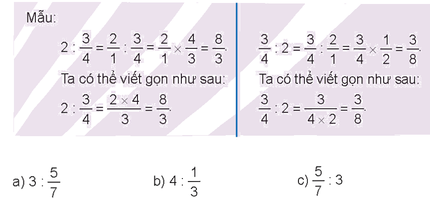 Toán lớp 4 trang 91 - Bài 64: Phép chia phân số - SGK Kết nối tri thức 8 1