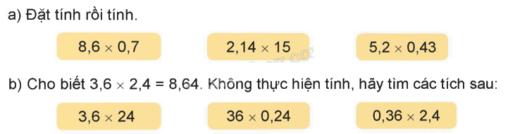 Toán lớp 5 Bài 21. Phép nhân số thập phân - SGK kết nối tri thức 9