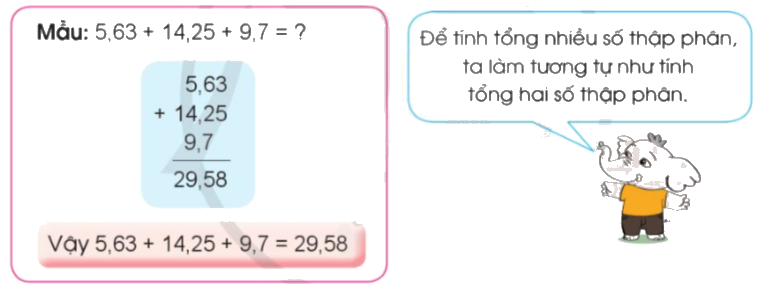 Toán lớp 5 Bài 25. Cộng các số thập phân - SGK cánh diều 6