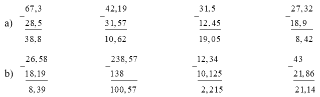 Toán lớp 5 Bài 26. Trừ các số thập phân - SGK cánh diều 3
