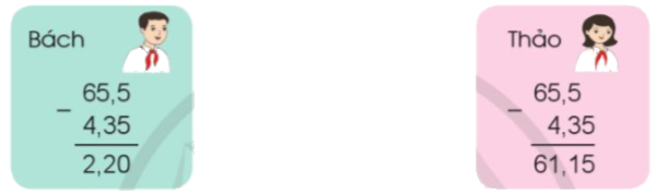 Toán lớp 5 Bài 26. Trừ các số thập phân - SGK cánh diều 4