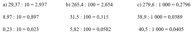 Toán lớp 5 Bài 32. Chia một số thập phân cho 10, 100, 1 000, ... - SGK cánh diều 2