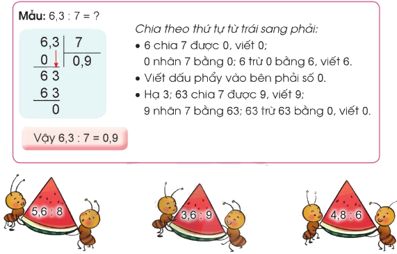 Toán lớp 5 Bài 33. Chia một số thập phân cho Một số tự nhiên - SGK cánh diều 3 1