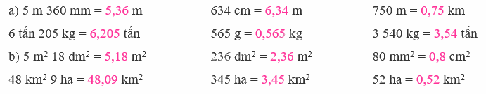 Toán lớp 5 Bài 34. Ôn tập đo lường - SGK kết nối tri thức 6